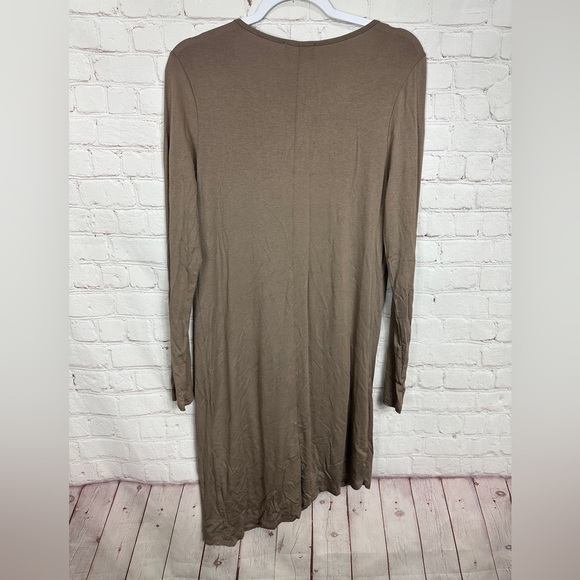 Lumiere long sleeve draped toffee brown knit viscose dress, sz L NWT Made in USA - Picture 4 of 4
